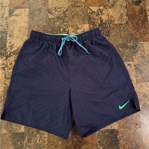 Nike Navy Blue Swim Trunks Shorts  Lined Pockets Men's Size Medium